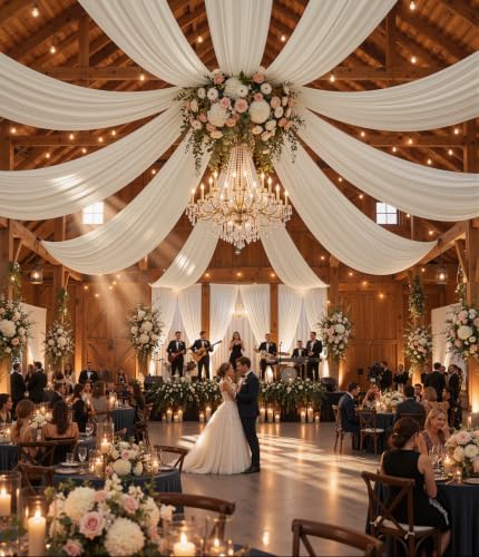 50ftx30ft Beige Ceiling Drapes for Wedding Parties - Image 2