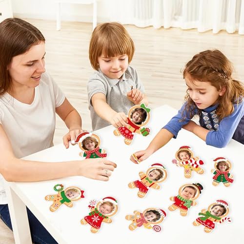 54Pcs Christmas DIY Paper Cutouts, Christmas Gingerbread Man Cut Outs Bulletin Board Decoration with Photo Space for Xmas DIY Craft Classroom Party Wall Decor, 9 Designs - Image 4