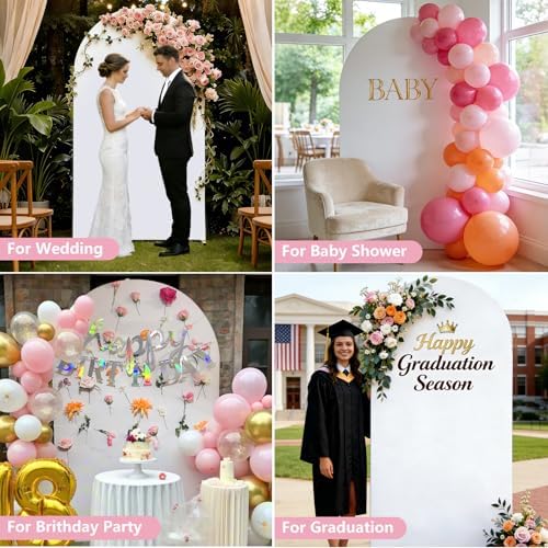 Metal Arch Backdrop Stand and Cover Set, 7.2FT Gold Wedding Backdrop Arch Frame Stand with Cover, Balloon Arch Stand with White Arch Cover for Party Birthday Baby Shower Graduation Decorations - Image 3