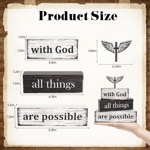 4 Pcs Christian Wooden Tiered Tray Decor, Bible Table Decorations Gifts - Image 2