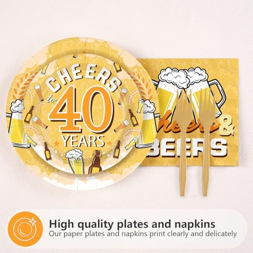96Pcs Cheers and Beers 40th Birthday Party Decorations for Men, Serves 24 - Image 5