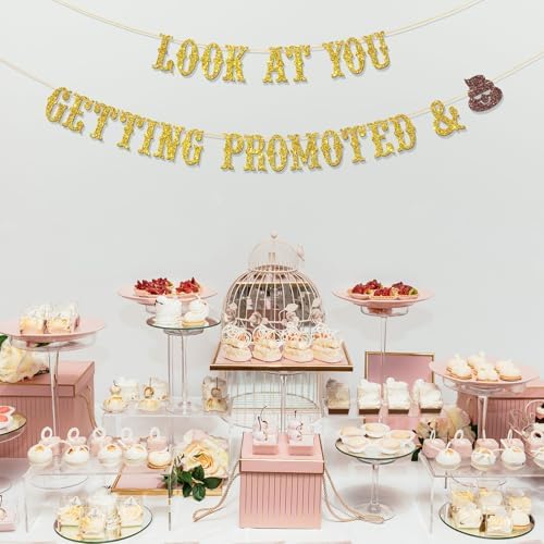 Look at You Getting Promoted & Sh*t Banner - The Best is Yet to Come - Congratulations Party Supplies - Promotion - Promotion Party Decorations - Gold Glitter - Image 5