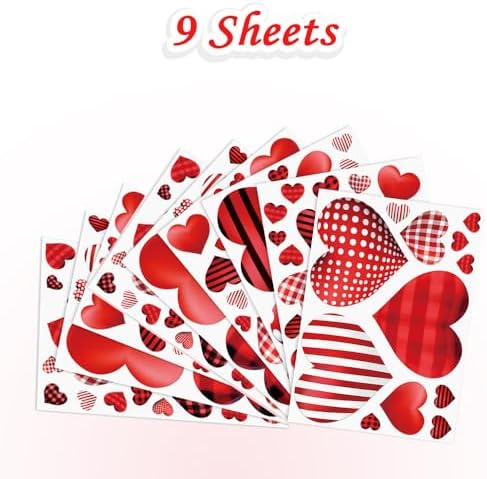 Valentines Day Decorations Window Clings, 9 Sheets, Resuable - Image 5