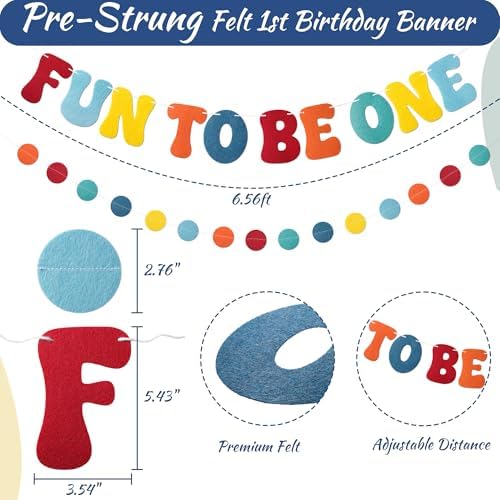 Kriyokiaa Fun To Be One 1st Birthday Felt Banner Set, Boy Girl - Image 3