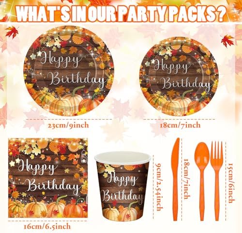 168 Fall Birthday Party Favors Pumpkin Tableware Set Serves 24 - Image 2