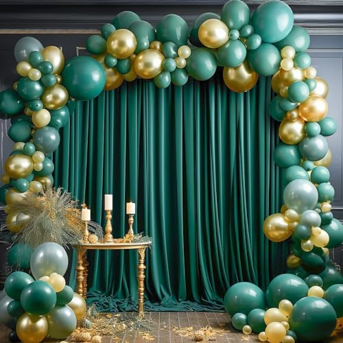 8x10FT Hunter Green Backdrop Curtains for Wedding Parties, Wrinkle Free Polyester Photography Backdrop Drapes for Christmas Birthday Parties Stage Background Stand Decorations 4x10ft,2 Panels - Image 7