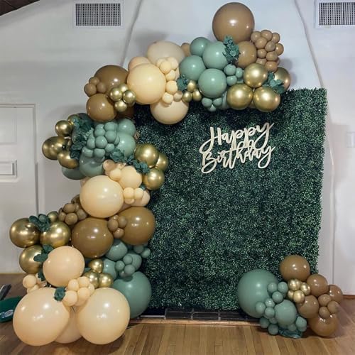 Sage Green Brown Balloons, 60PCS Thick Hunting Safari Camo Party Balloon - Image 5