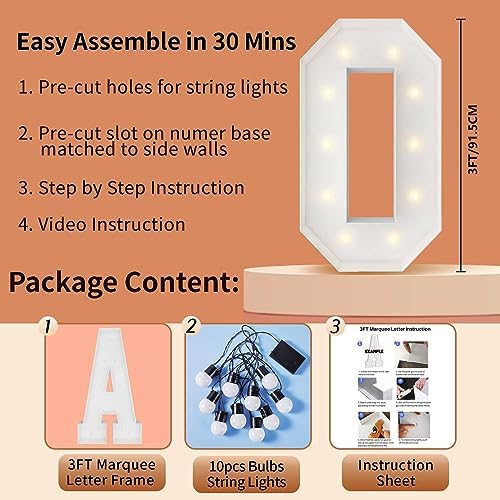 3FT Marquee Letters, Large Light Up Letters O for Prom Party Decor - Image 5