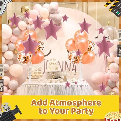 70 Pcs Star Centerpieces Rose Gold Birthday Party Decorations for Women Girls 3D Pink Party Princess Decoration Para Cumpleaños De Mujer Rose Gold Stars Table Decor for Wedding Bridal Shower - Image 4
