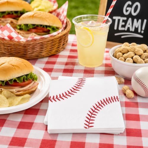 50PCS Baseball Napkins 13 x 13 Inches, Baseball Themed Paper Napkins Luncheon Dessert Cocktail Napkins Disposable for Kids Sports Birthday Party Decorations (Baseball) - Image 7