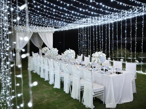 Solhice LED Curtain Lights Outdoor 20ft x10ft Cool White, 600 LED String Lights Backdrop Indoor Plug in, Twinkle Lights for Outside Backyard Wedding Bedroom Décor (Not Connectable) - Image 6
