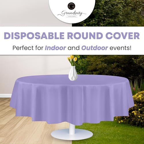 Grandipity Plastic Table Cloth Disposable 12 Pack 84" Round Lavender - Image 5