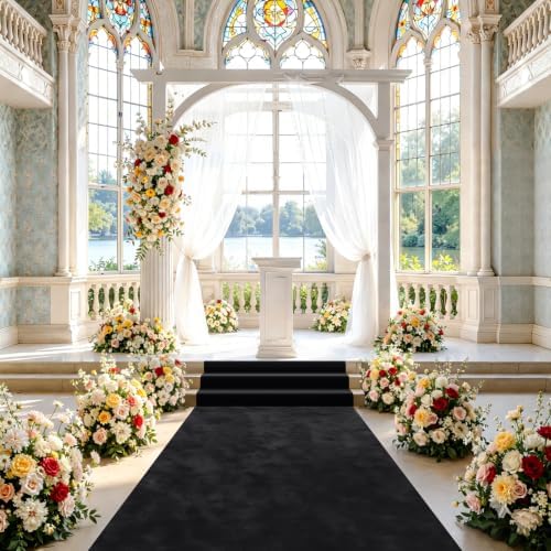 FUHSY Wedding Decorations Wedding Aisle Runner Outdoor Black Aisle Runner 4FTx20FT Velvet Fabric Aisles Runners for Ceremony Carpet Runners for Party Accessories Rug Carpet Bridal Runway - Image 4