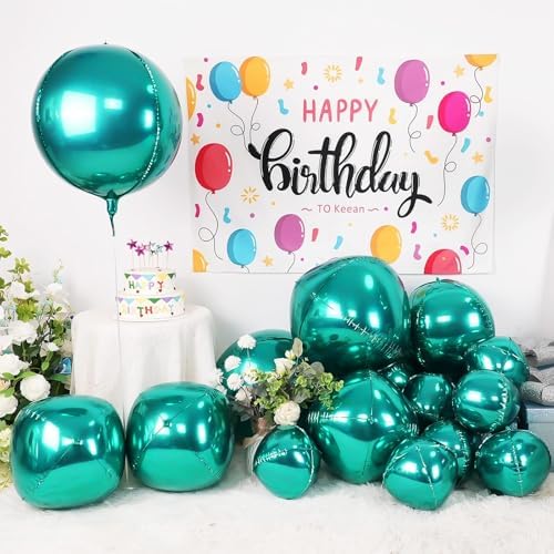 12PCS Dark Green Round Foil Balloons 22" 15" 10" Large Chrome Green Balloon - Image 5