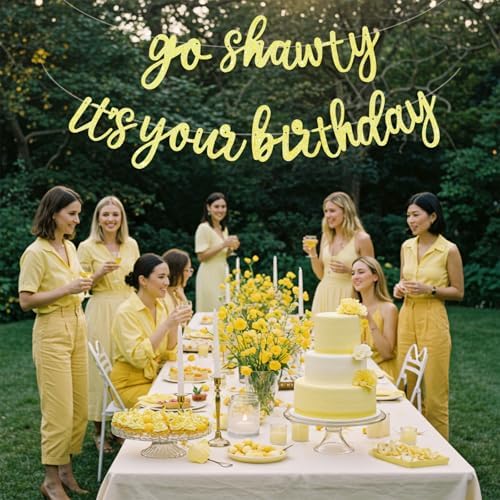BEISHIDA Light Yellow Pre-Strung Go Shawty It's Your Birthday Banner Decor - Image 5