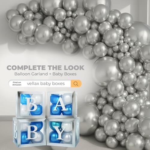 Vellax 146-Pc Metallic Silver Balloon Garland Arch Kit, Baby Shower - Image 5