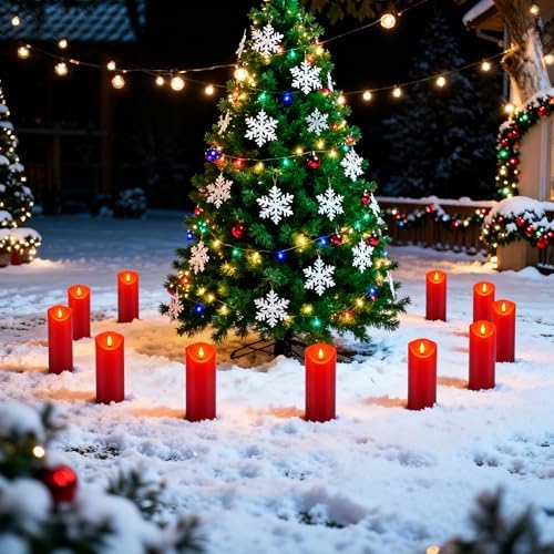 fclayvts 24 Pack Red LED Candles with Remote & Timer - Flameless Pillar Candles with 3D Flickering Flame, Battery Operated for Christmas Tree, Table Centerpieces, Party Decor - Image 2