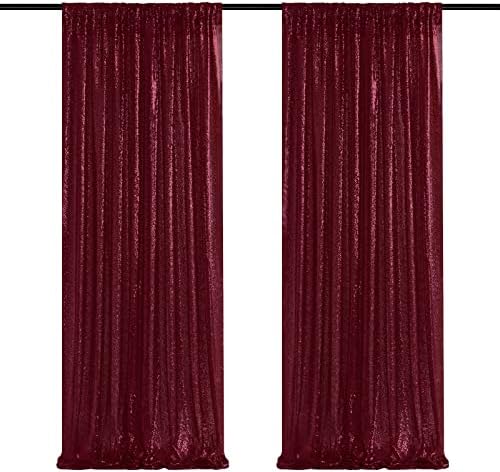Burgundy Sequin Backdrop Curtains,2 Panels 2FTx8FT Burgundy Curtain Backdrop Glitter Party Decorations Background Drapes for Wedding Birthday Anniversary Graduation Photo Booth Decor by SoarDream