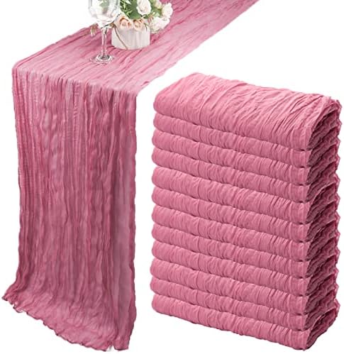 35x120 Inch Dusty Rose Cheesecloth Table Runner Boho Wedding Party Decor by Fivenl