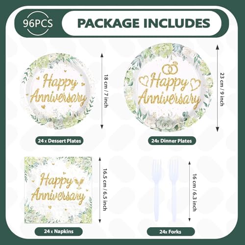 96 Pcs Happy Anniversary Party Decorations, Serves 24 - Image 2