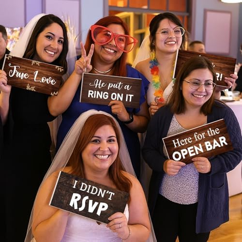 Beeveer 24 Designs Rustic Wedding Photo Booth Props,Double Sided PVC Selfie - Image 4