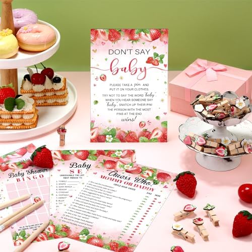 Patelai 321 Pcs Baby Shower Games Supplies, Strawberry - Image 2