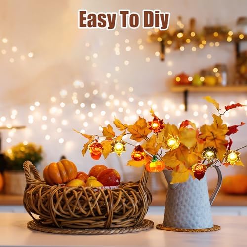 Fall Decor Lights 10Ft 30 LEDs Thanksgiving Decoration Battery Operated Acorn 3D Pumpkin Maple Leaf String Lights Fall Lights for Home Autumn Garland Harvest Halloween Party Christmas - Image 4