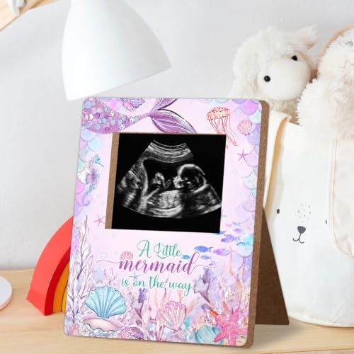 Mermaid Baby Shower Decor Frame, A Little mermaid is on the way Baby Shower Party Supplies, for Expecting Parents-to-Be Keepsake Gifts, Pregnancy Milestone Keepsake, Gender Reveal Gifts - Image 3