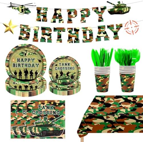 182Pcs Camo Birthday Party Supplies,Serves 30 by Unknown