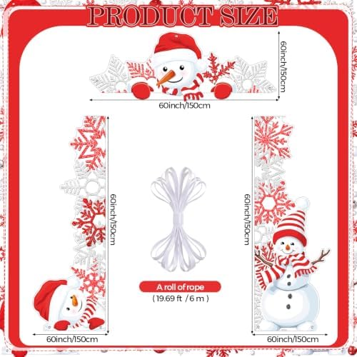 Peryiter 3 Pcs Christmas Door Decorations Snowflake Snowman Porch Banner - Image 2