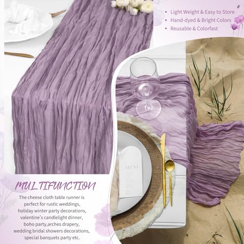 18 Pack Purple Cheesecloth Table Runner 17x108 Inches Boho Home Decor - Image 5