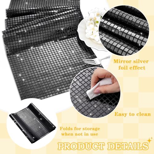 Glitter Disco Party Black Table Runner 10 Packs 13 x 72 Inches Long - Image 5