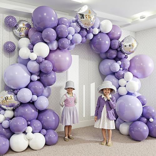 412Pcs Purple Balloon Garland Arch Kit,18 12 10 5 Inch Different Size Lavender Latex Metallic Silver Balloons for Butterfly Birthday Girls Women Wedding Birthday Baby Shower Party Decorations - Image 7