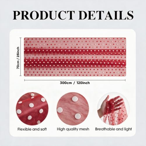 Artoid Mode Red Gauze White Flocking Dots Table Runner 10FT, Christmas Sheer Dining Table Decor for Wedding Anniversary Holiday Birthday Home Party - Image 7