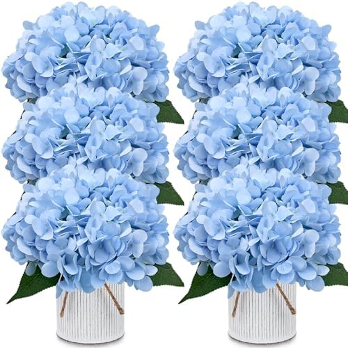 Set of 6 Artificial Flower Table Centerpieces (Light Blue, 6 X Flower Table Centerpieces) by XOETCP