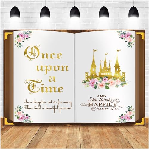 15x10ft Once Upon a Time Backdrop Fairy Tale Book Princess Castle Happily Ever After Floral Storybook Background for Birthday Wedding Baby Shower Bridal Shower Party Decor Photo Booth Props - Image 2