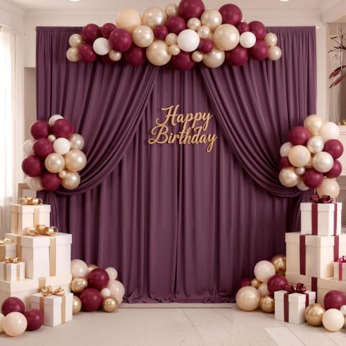 30ft x 10ft Maroon Backdrop Curtains for Parties, Polyester Burgundy Backdrop Drapes 6 Panels 5x10ft for Baby Shower Photography Birthday Parties Background - Image 5