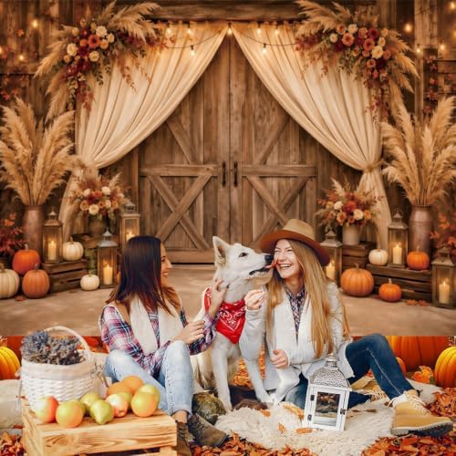 20x10ft Fall Photo Backdrop Barn Door Thanksgiving Backdrop for Photography - Image 3