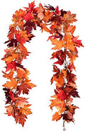 DearHouse 2 Pack Fall Garland Maple Leaf, 5.9Ft/Piece Hanging Vine Garland Artificial Autumn Foliage Garland Thanksgiving Decor for Home Wedding Fireplace Party Christmas (Red) by DearHouse