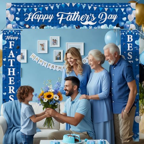 Smoothnovelty 3 Pcs Blue Happy Father's Day Banner - Image 5