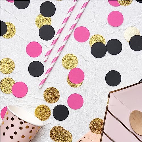 MOWO Gold Black and Hot Pink Confetti Table Decoration, 1.2'', 200pc - Image 2