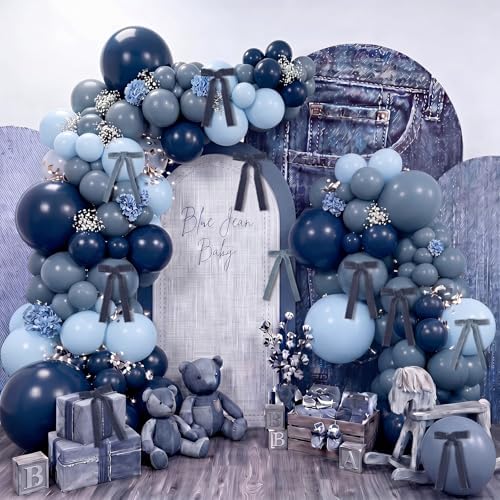 Gejoy 152 Pcs Blue Jean Baby Shower Decorations Denim Balloon Arch Kit by Gejoy