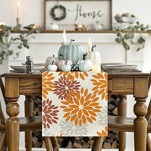 Artoid Mode Orange Dahlia Fall Table Runner 13x36 Inch - Image 2