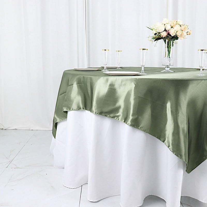10 pcs 72x72 inch Eucalyptus Green Square Tablecloth Satin Fabric Overlays Linens | Table Cloths Cover for Wedding Party Banquet Reception Events Decoration Kitchen Dining Events Kitchen Dining - Image 5