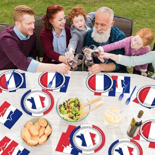 gisgfim 96Pcs French Flag Party Supplies Paper Plates Napkins - Image 6