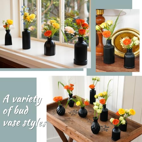 Black Vase, Bud Vases Set of 12 Small Glass Vase for Decor Centerpieces - Image 7