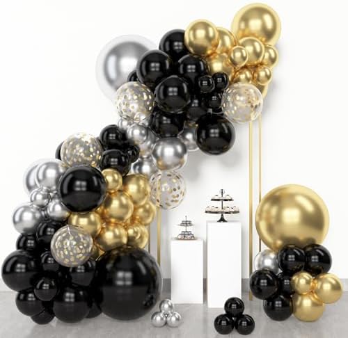 Amandir 153pcs Black and Gold Balloons Arch Garland Kit Different Sizes - Image 4