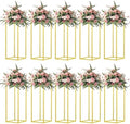 23.6inch 10 pcs Column Vases Gold Centerpieces for Table Metal Flower Stand Gold Wedding Centerpieces for Tables Party Floral Stands for Flowers by MEISHAONV