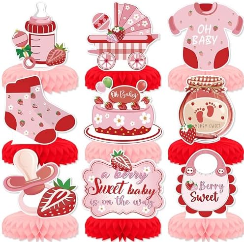 9 PCS Strawberry Baby Shower Party Decorations by KSKSPE