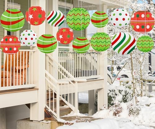 15Pcs Christmas Hanging Elf Paper Lanterns Party Decorations Indoor - Xmas Ornaments Decor for Winter, Birthday Party Ceiling Supplies - Image 5
